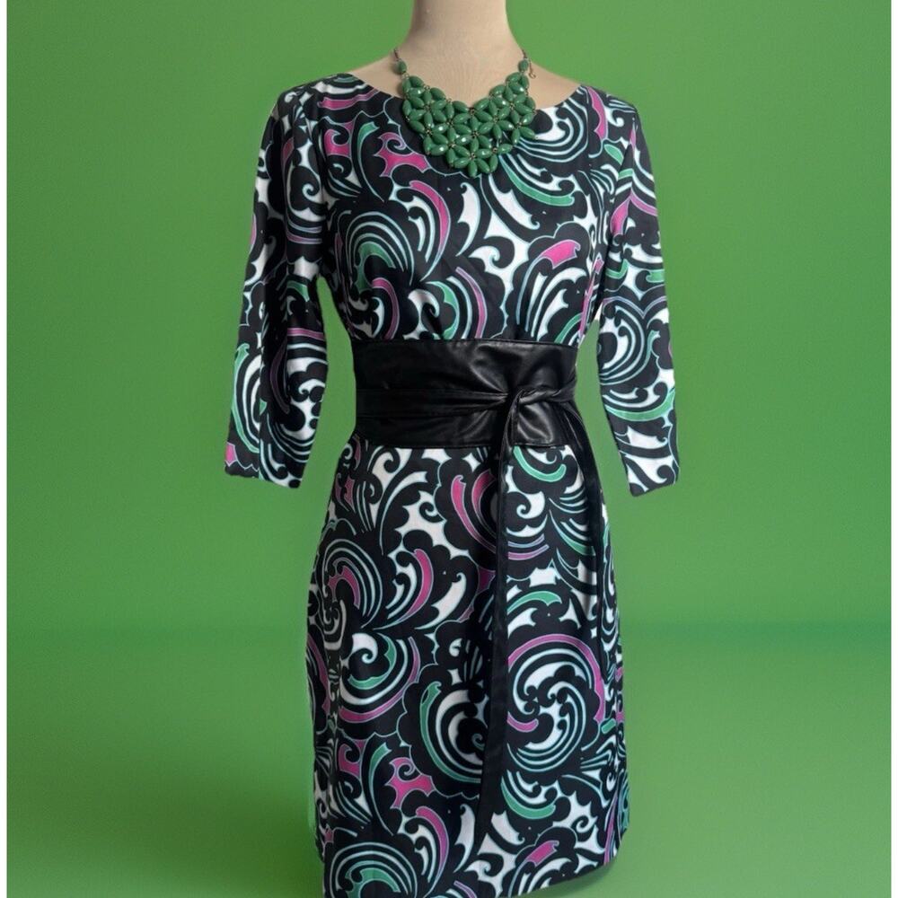 Banana Republic Mod Psychedelic Sheath Dress - 60s Inspired-Edgy Coastal Prep